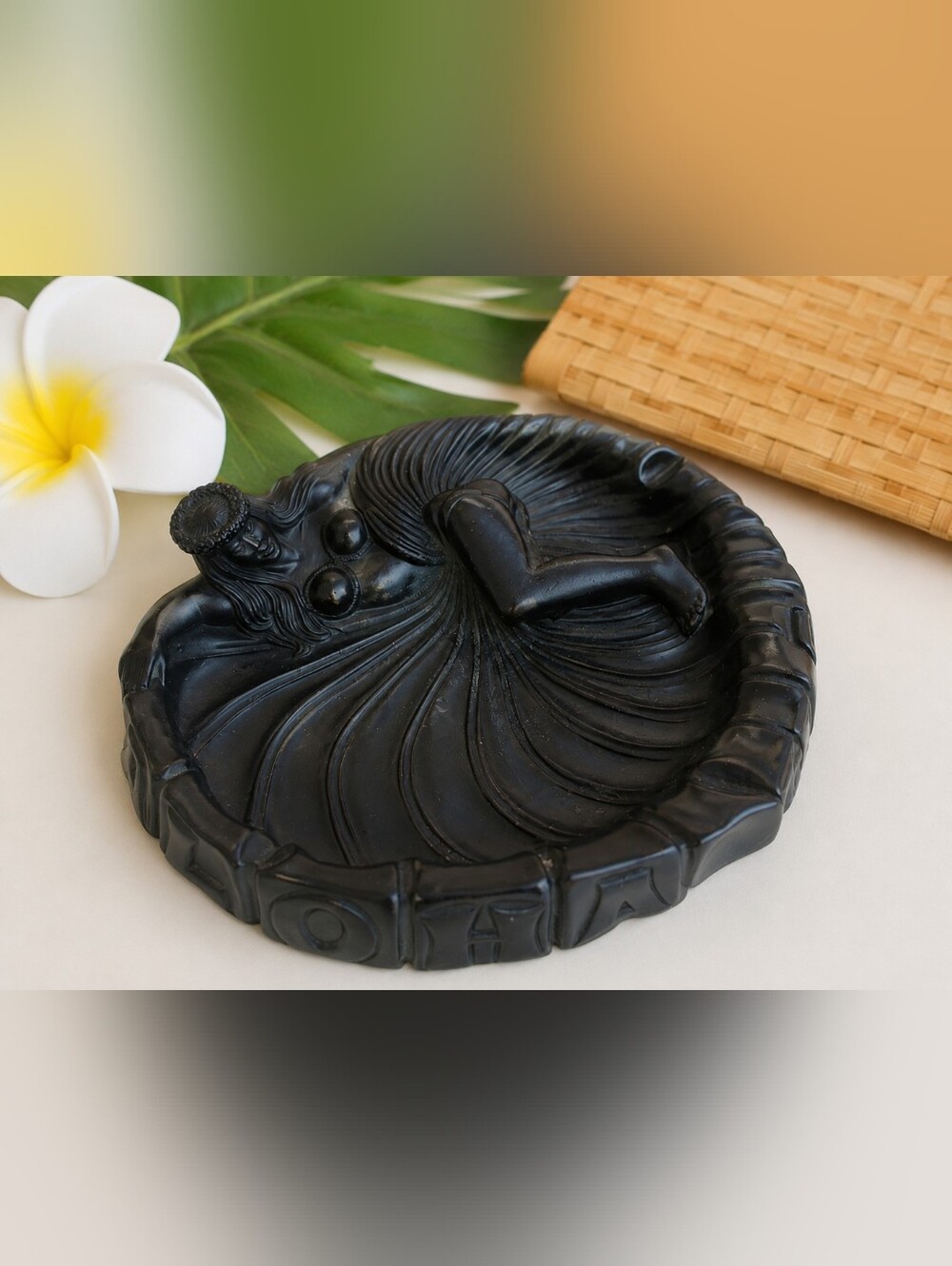 Aloha Hula Girl Sculpture Ashtray - Hand Carved